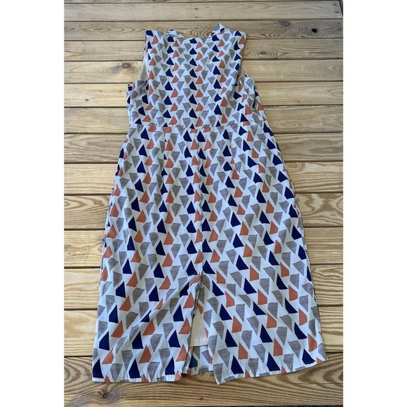 Eva Franco Patterned Sleeveless Midi Dress Size 8 Women’s Orange Tan - Picture 2 of 7